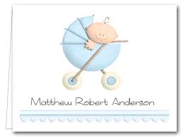 Cute woodland animals greenery baby shower neutral thank you card. Baby Boy In Stroller Thank You Notes Personalized Note Cards