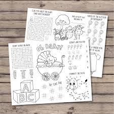 Baby Shower Coloring Placemat Baby Shower Activity Coloring Etsy In 2021 Baby Shower Activities Baby Shower Kids Activities Baby Shower Crafts