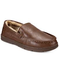 club room mens brown memory foam moccasin slippers shoes