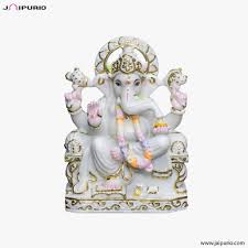 Big Large Size 48 CM Ganesha Statue Hand Painted Cultured Marble Lord Ganesh  Idol Hindu Elephant God – jaipurio
