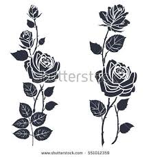 Rose Tattoo Silhouette Of Roses And Leaves On A White Background Yellow Rose Tattoos Single Rose Tattoos Black Rose Tattoos