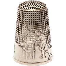 French Sterling Thimble La Fontaine Fable The Monkey The Magic Lantern By Lenain Et Cie Size 10 Thimbles Antique Sewing Kit Vintage Sewing Notions
