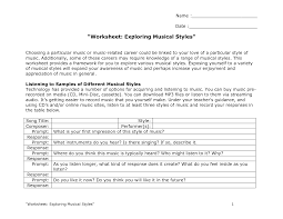 Music Genre Worksheets Worksheet Exploring Musical Styles Music Assessments Music Education Music Genres