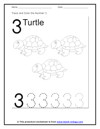 trace and color the number 3 preschool worksheets kindergarten worksheets numbers preschool