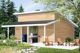 Plan 22529dr Detached Garage Plan With Outdoor Grill Shelter Modern Style House Plans Drummond House Plans Modern Garage