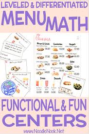 A carefully curated and handpicked selection of math worksheets from kindergarten through 5th grade. Menu Math Activities For Money Centers Noodle Nook
