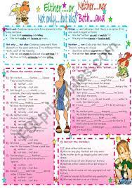 Linking Words 1 Both And Not Only But Also Either Or Neither Nor 2pages Esl Wor Linking Words Conjunctions Worksheet Advanced Vocabulary