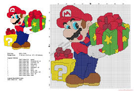 I'm alllllllmost a quarter of the way done! Super Mario Bros With Christmas Presents Free Cross Stitch Pattern 97x102 Free Cross Stitch Patterns Simple Unique Alphabets Baby