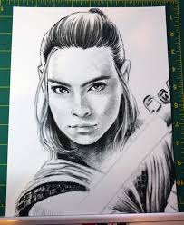 Rey From Star Wars Pencil Drawing Fine Art Print