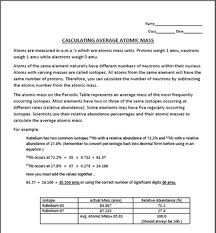 Calculating Average Atomic Mass By Mizzz Foster Tpt
