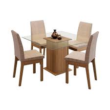Moderno muebles de comedor de mesa de vidrio templado superior de acero inoxidable base de mesa de mdf marco de mesa de comedor de madera. Akivoy Juego De Comedor Laila Mesa De Vidrio 4 Puestos Falabella Com