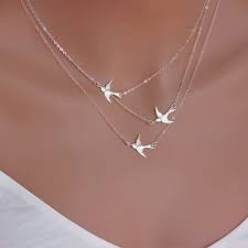 Flying Birds Necklace In Sterling Silver Or 14k Gold Fill Etsy Silver Bird Necklace Layered Necklace Set Bird Necklace