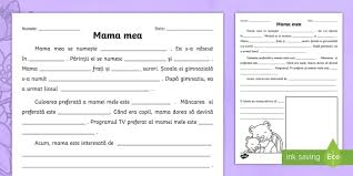 Fise, desene de colorat 8 martie pentru mama. Descrierea Mamei Mele FiÈ™Äƒ De Activitate Teacher Made