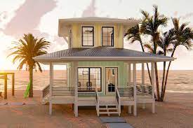 Plan 62575dj Beach Lover S Dream Tiny House Plan Tiny Beach House Small Beach Houses Modern Beach House