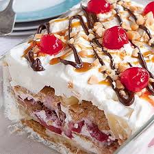 Banana Split Icebox Cake Recipe Icebox Cake Banana Split Dessert Ice Cream Banana Split Dessert