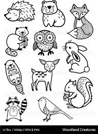 Black And White Cute Black And White Fox Clipart Woodland Clipart Woodland Clip Artdeer Clipart Owl Clipart Etsy Woodland Clipart Black And White Cartoon Clipart Black And White