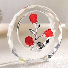 Statuetta di fiore di rosa rossa in cristallo, regalo per lei, bouquet di  rose in vetro da collezione, fermacarte romantica, idea regalo per donne,  ...
