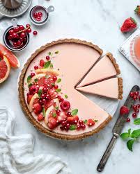 Strawberry Grapefruit Tart With Grain Free Crust Vegan Gluten Free Refined Sugar Free No Bake Added A Grapefruit Tart Tart Baking Food Processor Recipes
