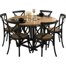Provincial Oak Round Table Black With 6 Cross Back Chairs Black Package Packages Dining Crossback Chairs Furniture Dining Table Oak Dining Room Chairs