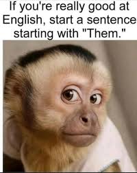 If you're really good at English, start a sentence starting with "Them."