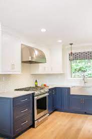 Kitchen cabinet refinishing archives north shore painting. Kitchen Remodel Blue Bottom Cabinets White Upper Cabinets Geneva Cabinet Company Llc