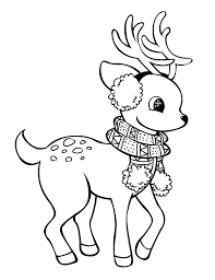Christmas santa gifts coloring page. Drawing Cute Reindeer Coloring Pages Novocom Top