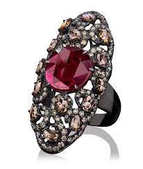 The history of the moussaieff red diamond is relatively uneventful; Ruby And Brown Diamond Shield Ring Sutra Cellini Jewelers