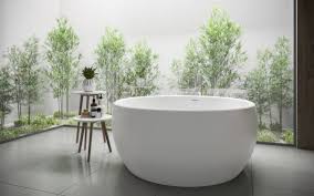 The gradually rounded curves of the freedom o bathtub evoke a soothing atmosphere in the bathroom and. á Aquatica Aura Round Freestanding Solid Surface Bathtub Buy Online Best Prices
