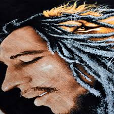 Bob Marley and Lion Profile Black Beach Towel