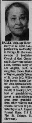 Obituary for Viola BAILEY (Aged 99)
