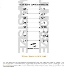 Silver Jeans Size Chart