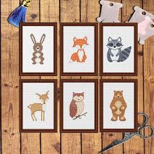 Cross stitching is enjoying a resurgence in popularity as crafters look for different ways to express their creativity. Forest Animals Cross Stitch Patterns Pdf Set Of 8 Woodland Nursery Decor Deer Fox Bear Squirrel Hedgehog Owl Instant Download 0206 Animal Cross Stitch Patterns Nursery Cross Stitch Modern Cross Stitch Patterns