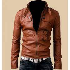 Mens Slim Fit Button Pocket Light Brown Leather Jacket Leather Motorcycle Jackets Leather Jacket Leather Jacket Men Brown Leather Jacket