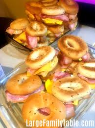Large Family Make Ahead Breakfast Sandwiches Bacon Egg And Cheese Breakfast Bagels Large Family Table Recipe Make Ahead Breakfast Make Ahead Breakfast Sandwich Breakfast Bagel