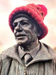 A statue of the Glaswegian broadcaster, writer, climber and all round  outdoor enthusiast Tom Weir at Balmaha