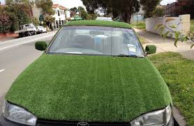 A Car Coated In Fake Grass Car Humor Car Sports Cars Luxury