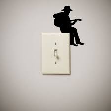 Cowboy Guitar Musician Cute Funny Vinyl Decal Sticker Light Etsy Funny Vinyl Decals Wall Art Gift Light Switch Covers
