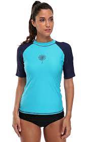 Women S Rash Guard Swimwear Short Sleeve Sun Protection Shirt Upf 50 Blue C518c8kzxl8 Rash Guard Women Swimwear Rash Guard Women Rash Guard Swimwear