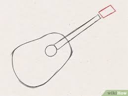 Draw a long rectangle at the end of the egg shape for the fret board. How To Draw An Acoustic Guitar 15 Steps With Pictures Wikihow