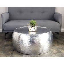 5 out of 5 stars. Modern 14 X 30 Inch Silver Aluminum Drum Coffee Table By Studio 350 Overstock 12215353