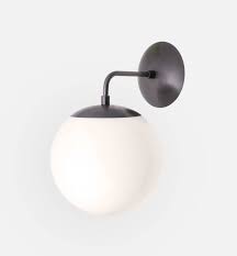 Black And Brass Wall Sconce Mid Century Modern Opal Glass Globe Wall Sconce Light 8 Etsy Wall Sconce Lighting Bathroom Sconce Lighting Sconce Lighting