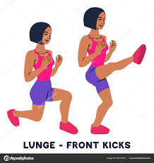 Lunges Front Kicks Sport Exersice Silhouettes Woman Doing Exercise Workout Stock Vector Image By C Comotom0 240117372