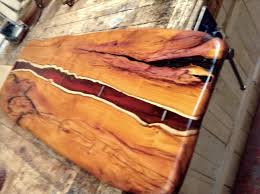 Live Edge Coffee Table Top Yew With Deep Amber Clear Resin By Green Tree Furniture Glasgow Resin Table Resin Countertops Resin Furniture