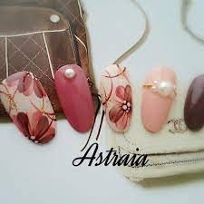 秋 ハンド フラワー ミディアム ブラウン ネイルサロンastraiaのネイルデザイン no 1114869 ネイルブック 色打掛 ネイル ネイルデザイン 簡単ネイルアート