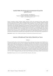 Contoh jurnal inilah jurnal kuantitatif pendidikan matematika pdf yang anda perlukan. Pdf Analisis Risiko Kesehatan Dan Keselamatan Kerja K3 Pada Perawat