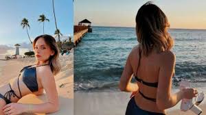 Cemre Solmazın bikinili pozu topuklu ayakkabı giymesi ile olay oldu!  Buraları ateş bastı