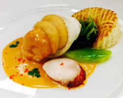 Image of plate with layered food elements