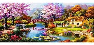 Freeas Kit De Bordado Al Diamante 5d Resina Punto De Cruz Pintura Decoracion Para Salon O Dormitorio Pont Maison 80 38cm 31 5 15 In 2020 Mosaic Art Projects