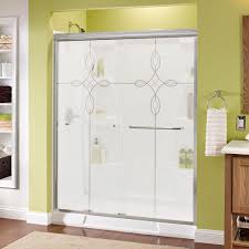 Delta Simplicity 60 In X 70 In Semi Frameless Traditional Sliding Shower Door In Chrome With Tranquility Glass 1118052 Shower Doors Frameless Sliding Shower Doors Tub Shower Doors