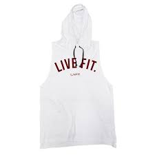 Live Fit Cut Off Hoodie V2 White Fitness Gear Live Fit